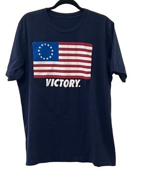 Nine Line Apparel Navy Blue "Victory" Betsy Ross Flag Graphic Tee EUC